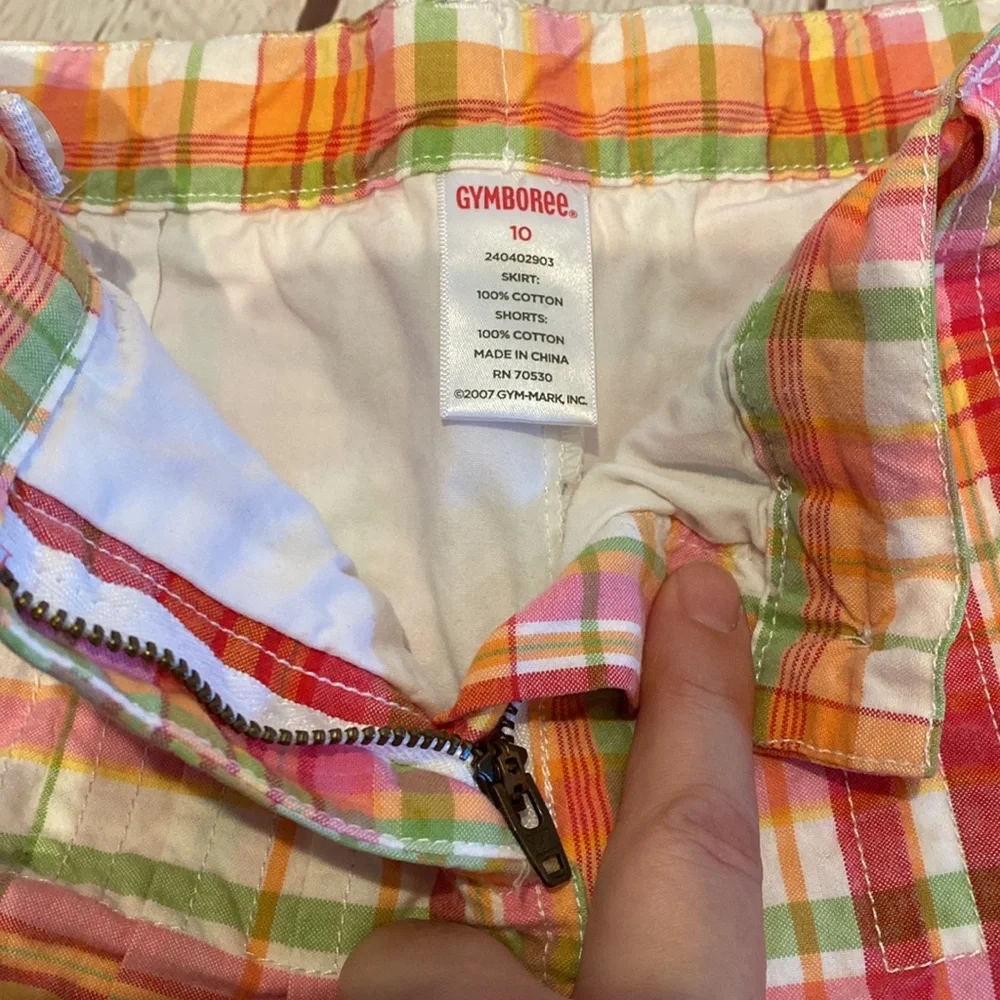 Gymboree Sherbert Madras Plaid Button/Zip Skort